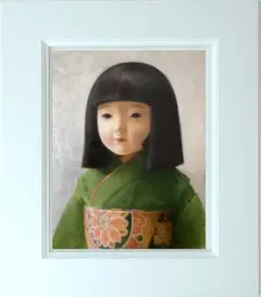 ❤️新作 油絵市松人形 絵画 菅家令子 インテリア 額(白) F6-010526
