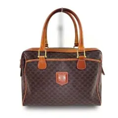 セリーヌ マカダム ボストンバッグ ハンドバッグ ブラウン キャンバス