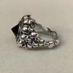 【No.215】ドクロ　スカル　がいこつ　メンズリング　指輪　シルバー　ブラック