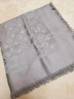 訳あり】LOUIS VUITTON モノグラム 大判ストール シルバーグレー