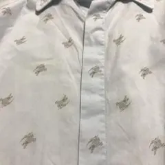 美品 超レア バーバリー ブラック レーベル ホースロゴ総柄 半袖シャツ L