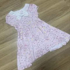 メゾピアノ ワンピース 半袖 セーラー風 セーラー襟 ピンク シェル マリン