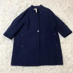 Aga+ ダブルメルトンコクーンコート　ネイビー