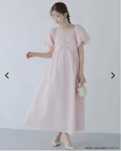 fitmore 花柄刺しゅうジャガードワンピース
