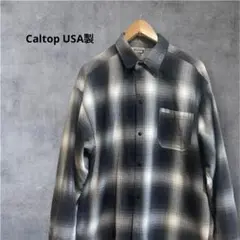 【USA製】Caltop キャルトップ オンブレチェックシャツ 長袖 ブラック