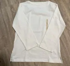 無印良品　太番手ボーテネック長袖Tシャツ 白　コットン　新品
