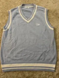 水色 Vネックノースリーブセーター/上下ジャージセット