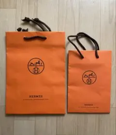 HERMES オレンジ ショップ袋 2点セット