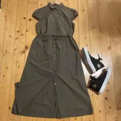 美品＊マーガレットハウエル シャツワンピース マキシ丈 羽織 カーキ