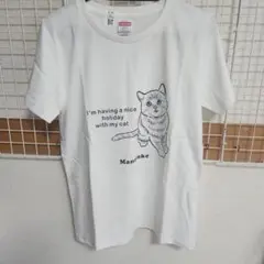 United Athle 猫プリント Tシャツ ホワイト G-M