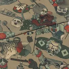 縮緬C-214古布　おもちゃ尽くし　アンティーク　リメイク用　襤褸