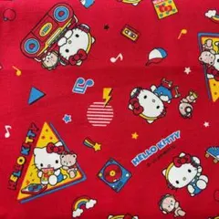 生地　カットクロス　オックス ハローキティ ミュージック レッド