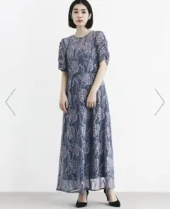 【美品】kaene 配色レースエプロンワンピース　結婚式　ドレス　お呼ばれ36のサムネイル