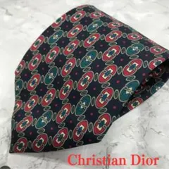 クリスチャンディオール　ネクタイ　紺　ペイズリー　派手　個性的　絹【n664】