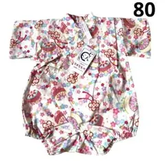 新品 未使用 ベビー 甚平 浴衣 日本製 女の子 ロンパース ホワイト 80