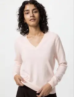 ユニクロ カシミア100% Vネック セーター　11 ピンク　Mサイズ