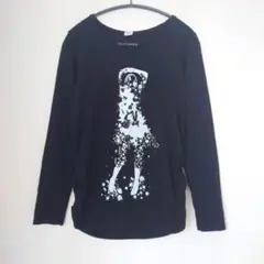ELLE PLANETE 　長袖Tシャツ オーガニックコットン　黒サイドギャザー