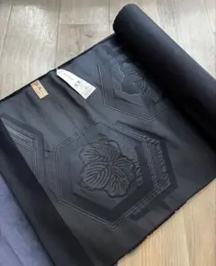 【最終値下げ】【正絹・別誂】反物 喪服用 黒共帯 未仕立て 蔦紋