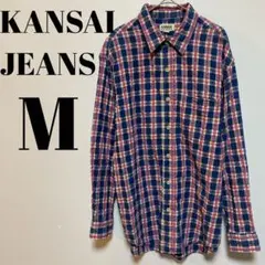カンサイジーンズ KANSAI JEANS M　チェック長袖シャツ　メンズ