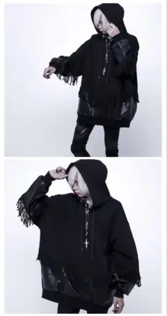 即購入可CIVARIZE(シヴァーライズ) PUレザー切り替えフリンジパーカーのサムネイル