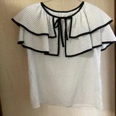 evelyn フリルドットトップス