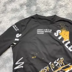 美品　SHEIN グラフィックプリント 長袖トレーナー　ブラック L シーイン