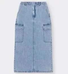 GU デニムカーゴロングスカート M