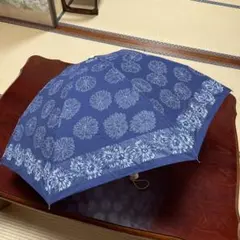 ネイビー 花柄 日傘 木製ハンドル
