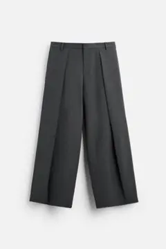 ZARA　ダークグレー WIDE-FIT プリーツ パンツ　美品