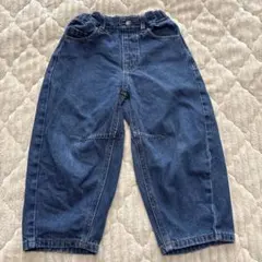 キッズ デニムブルー ワイドパンツ バレルレッグジーンズ 110 GU