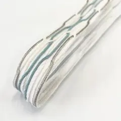 夏帯締め　畝打亀甲レース(白×水色) より房　渡敬　帯締