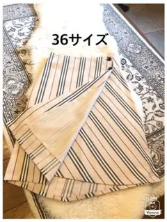 美品本物バーバリーBurberry上質コットンストライプ柄巻きスカート☆のサムネイル