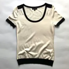★美品★エポカ カシミヤシルク半袖ニット 40Mバイカラー Uネック ベージュのサムネイル