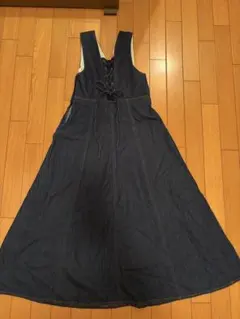 デニム Vネック ロングワンピース Mサイズ