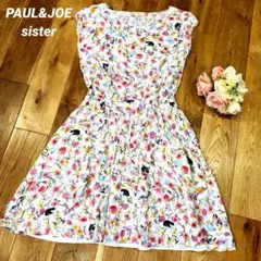 PAUL&JOE sister 花柄　猫柄　ノースリーブ　ワンピース　36 Sのサムネイル