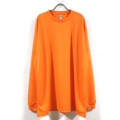 新品 スーパー ビッグ ドライ 長袖 Tシャツ 無地 メンズ 4L オレンジ