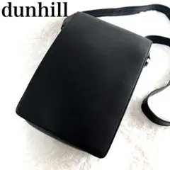 【美品】ダンヒル✨️ショルダーバッグ　フラップ　型押しロゴ　レザー　斜め掛け　黒