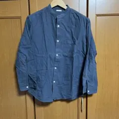 GU フランネルリラックスフィットバンドカラーシャツ M