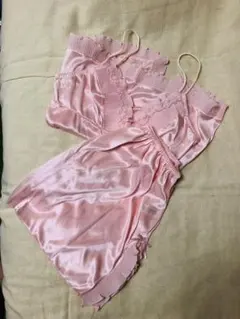 新品・未使用 ピンク サテン キャミソール ショートペチコートセット