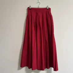 ザショップティーケー　赤 ロングフレアスカート ウエストゴム　ポケット付