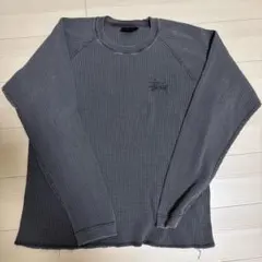 Stussy グレー L waffle knit 長袖Tee