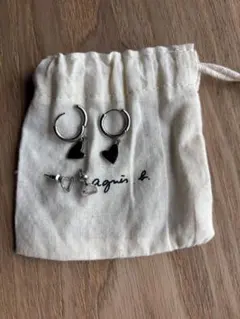agnes b. アニエスベー ハートモチーフ ピアス 巾着袋付き シルバーのサムネイル
