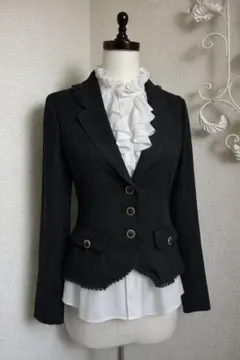 axes femme フリルレースジャケット ブラック