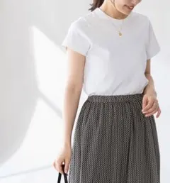 【NOBLE】 ノーブル スビンコットンスムースコンパクトTシャツ　ホワイトのサムネイル