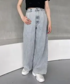 Heather ハイウエストデニムワイドパンツ