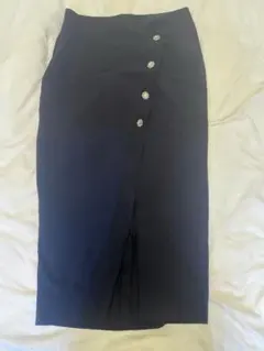 ZARA ネイビータイトスカート スリット入り ビジュー付き XSのサムネイル