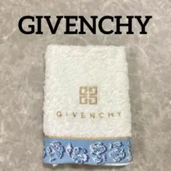 【GIVENCHY タオルハンカチ ロゴ刺繍 花柄 ホワイト】