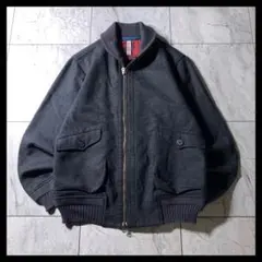 レトロ古着 短丈 ウール スイングトップ ファラオジャケット グレー Wジップ