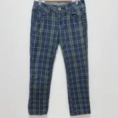 セポ|チェック柄 ストレートパンツ【S】カジュアル ユニセックス 綿100 ロゴ