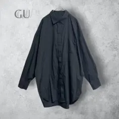 【GU ジーユー】　オーバーサイズチュニックシャツ　ゆったり　ブラック　綿